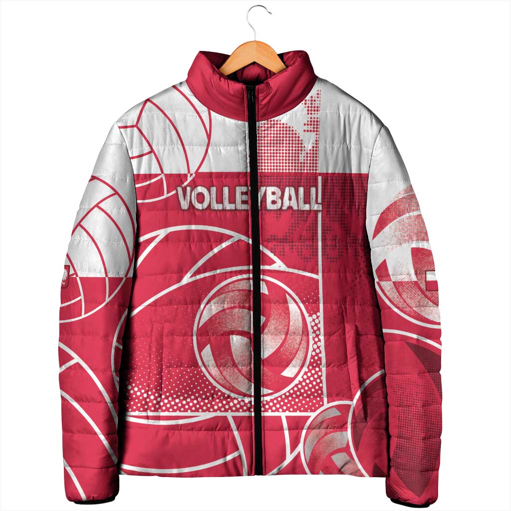 Custom Poland Volleyball Padded Jacket Halftone Dot Style