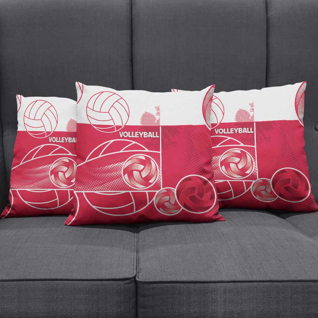 Poland Volleyball Pillow Cover Halftone Dot Style