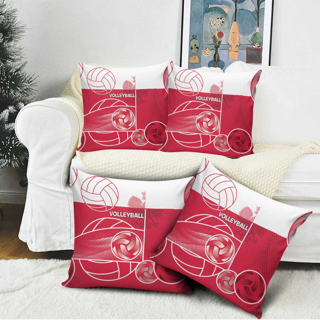 Poland Volleyball Pillow Cover Halftone Dot Style