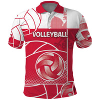 Custom Poland Volleyball Polo Shirt Halftone Dot Style