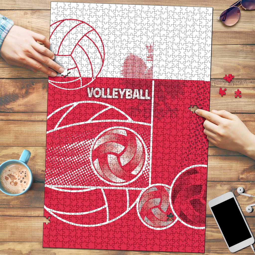 Poland Volleyball Puzzle Halftone Dot Style