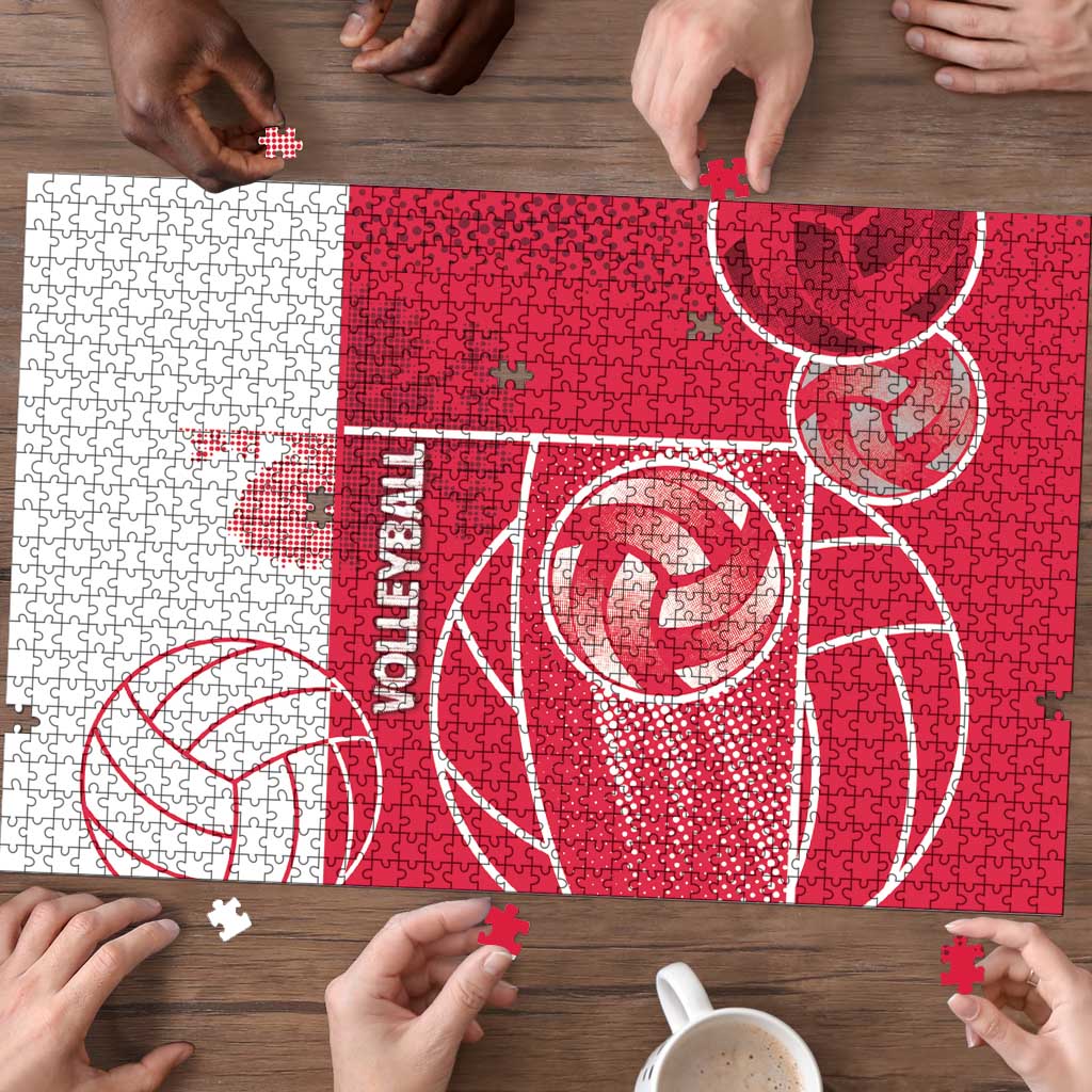 Poland Volleyball Puzzle Halftone Dot Style