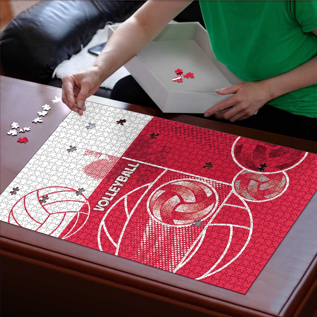 Poland Volleyball Puzzle Halftone Dot Style