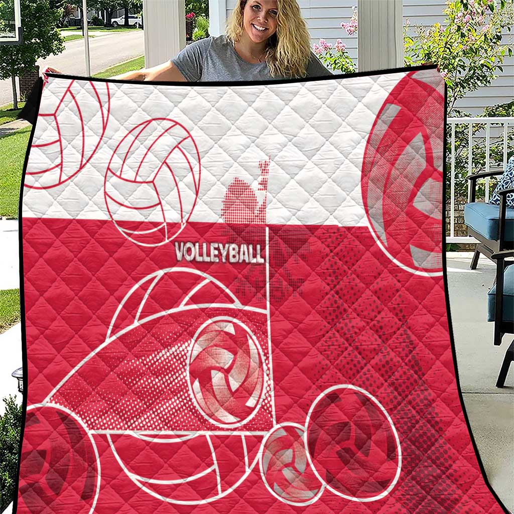 Poland Volleyball Quilt Halftone Dot Style