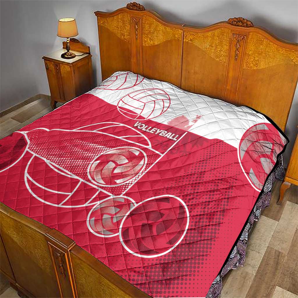 Poland Volleyball Quilt Halftone Dot Style