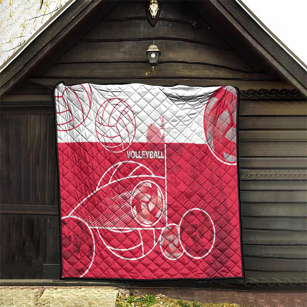 Poland Volleyball Quilt Halftone Dot Style