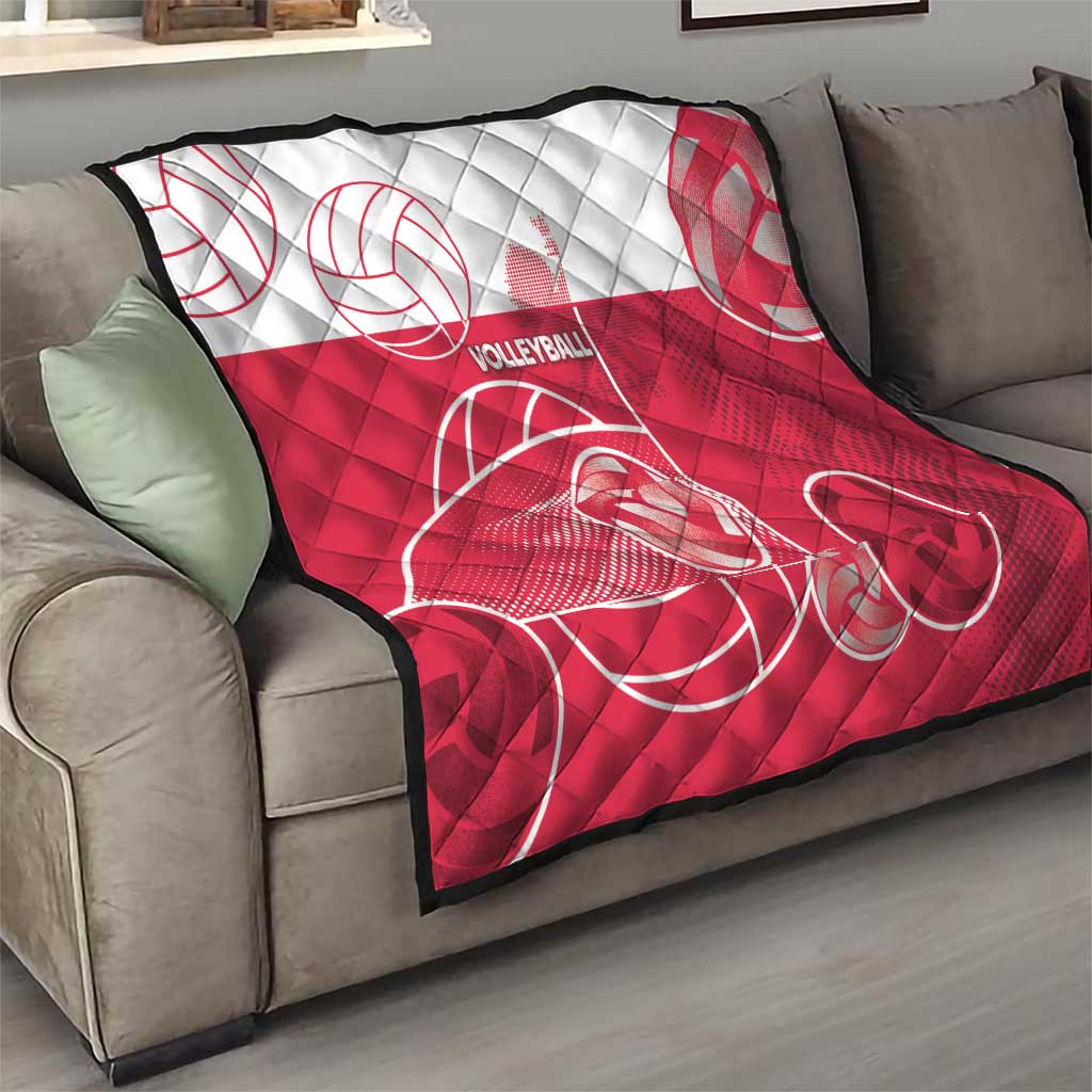 Poland Volleyball Quilt Halftone Dot Style