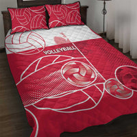 Poland Volleyball Quilt Bed Set Halftone Dot Style