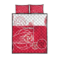 Poland Volleyball Quilt Bed Set Halftone Dot Style