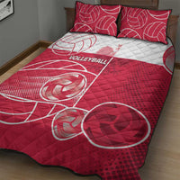 Poland Volleyball Quilt Bed Set Halftone Dot Style