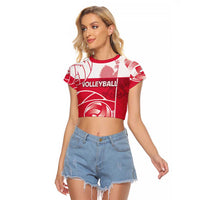 Custom Poland Volleyball Raglan Cropped T Shirt Halftone Dot Style