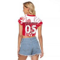 Custom Poland Volleyball Raglan Cropped T Shirt Halftone Dot Style
