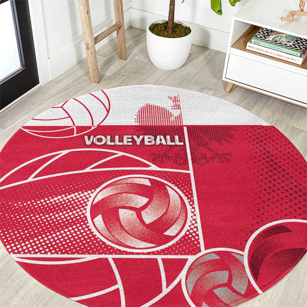 Poland Volleyball Round Carpet Halftone Dot Style
