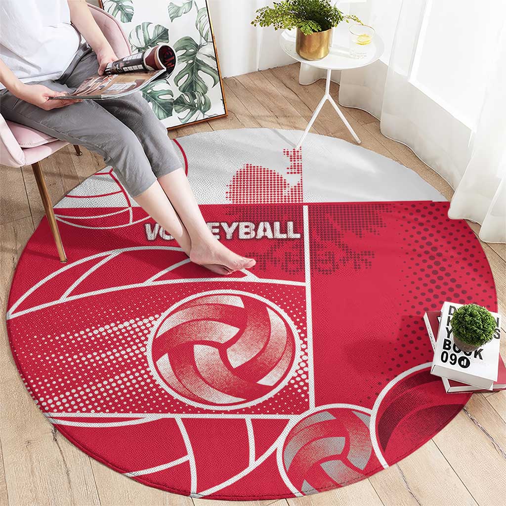 Poland Volleyball Round Carpet Halftone Dot Style