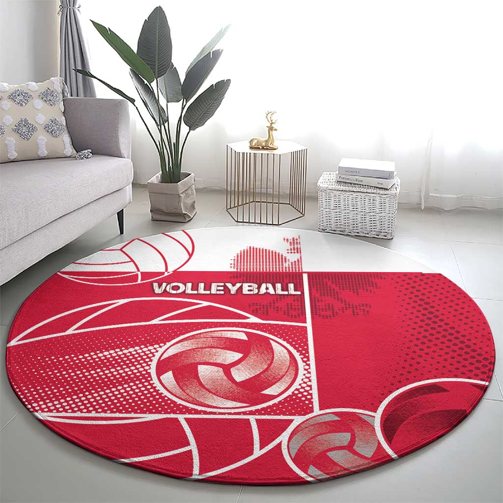 Poland Volleyball Round Carpet Halftone Dot Style