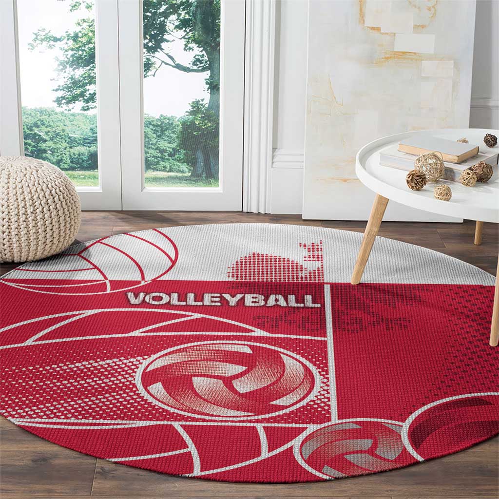 Poland Volleyball Round Carpet Halftone Dot Style