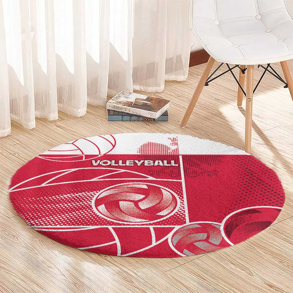 Poland Volleyball Round Carpet Halftone Dot Style