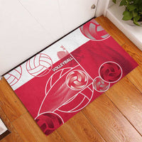 Poland Volleyball Rubber Doormat Halftone Dot Style