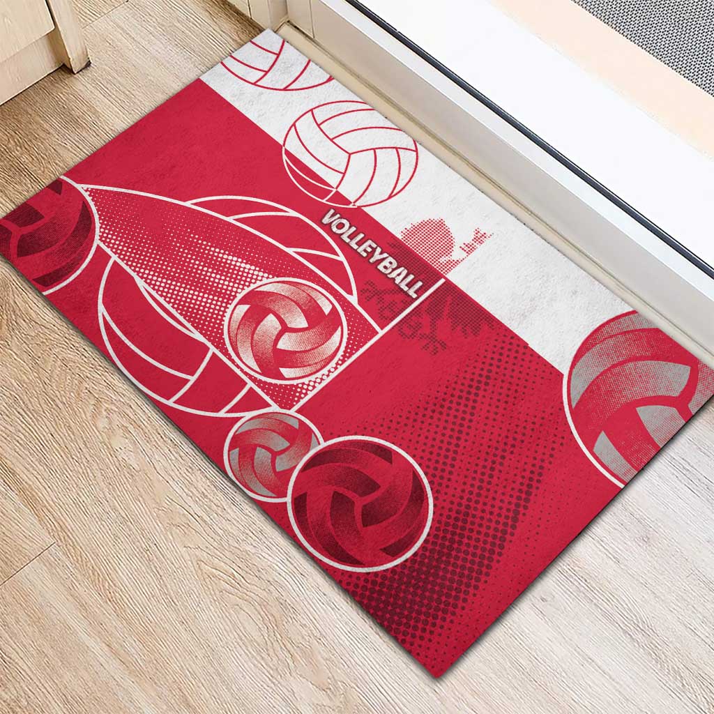 Poland Volleyball Rubber Doormat Halftone Dot Style