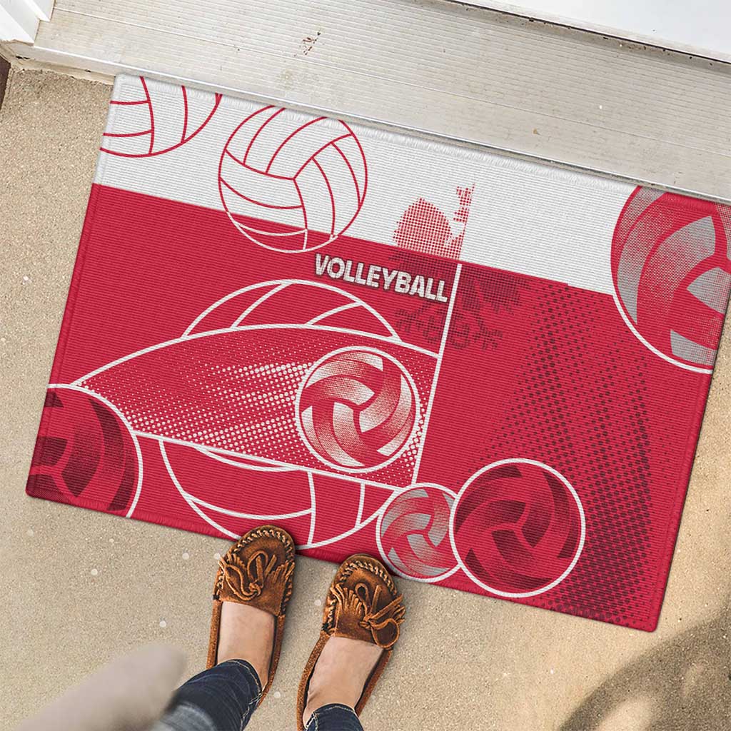 Poland Volleyball Rubber Doormat Halftone Dot Style