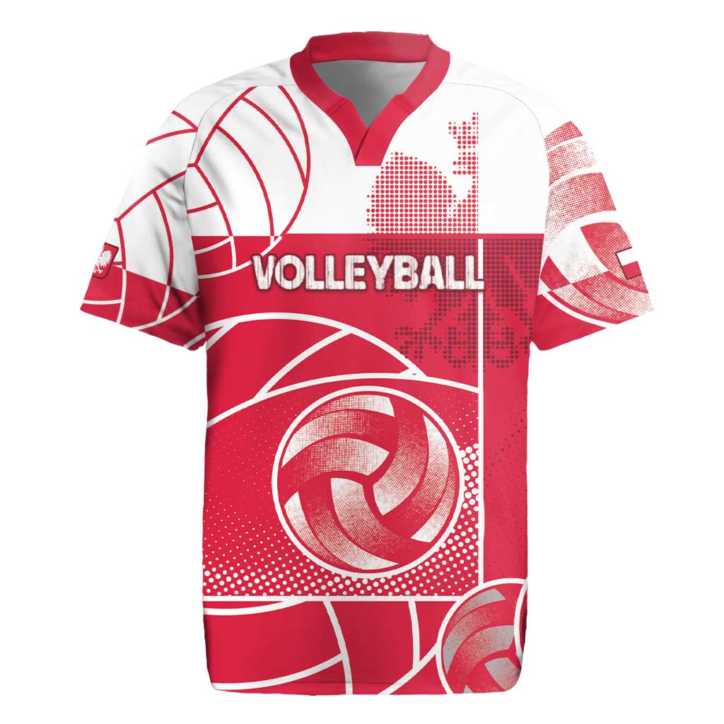 Custom Poland Volleyball Rugby Jersey Halftone Dot Style