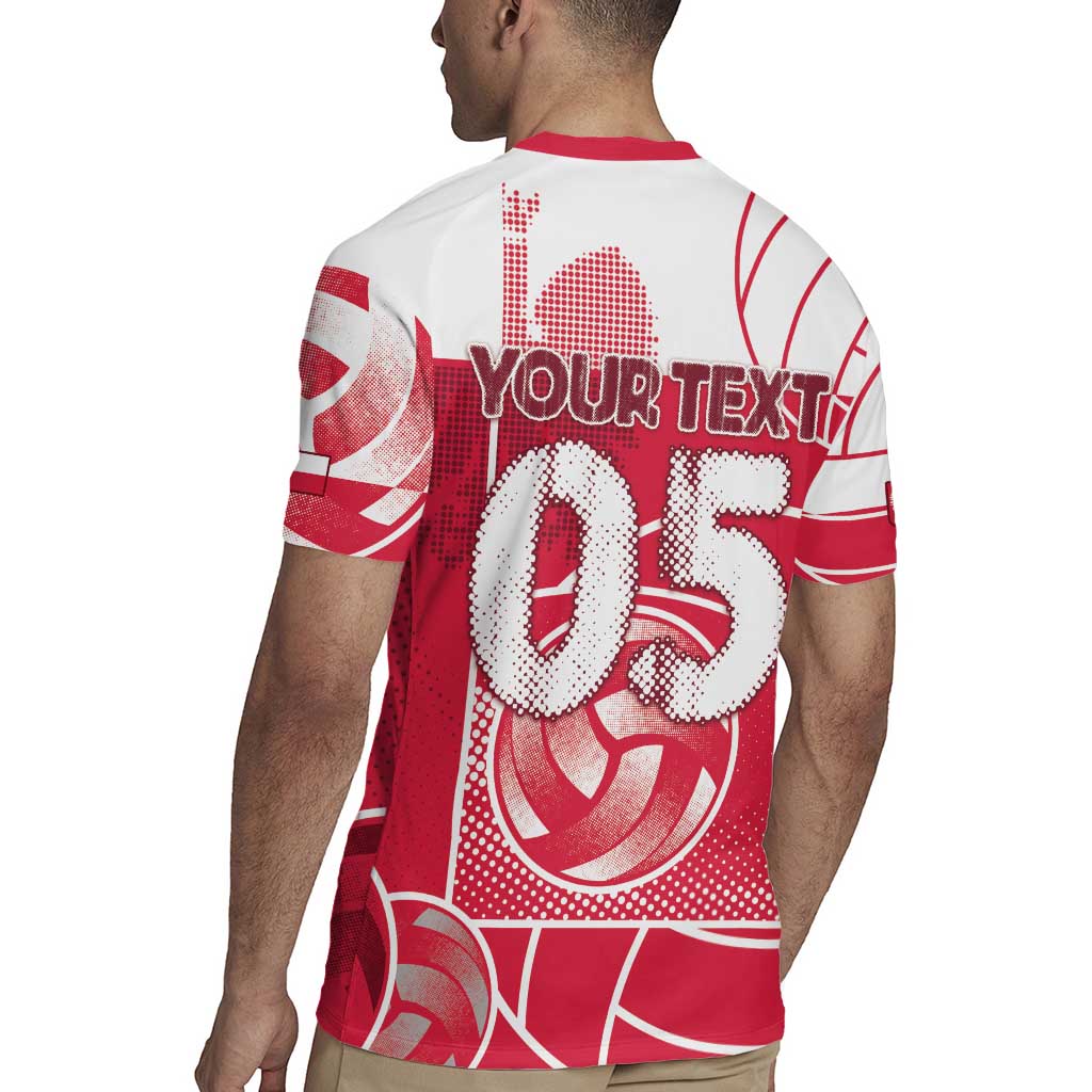Custom Poland Volleyball Rugby Jersey Halftone Dot Style