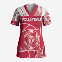 Custom Poland Volleyball Scrub Top Halftone Dot Style