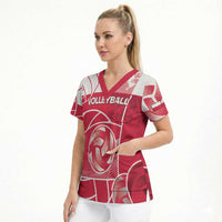 Custom Poland Volleyball Scrub Top Halftone Dot Style