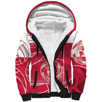 Custom Poland Volleyball Sherpa Hoodie Halftone Dot Style