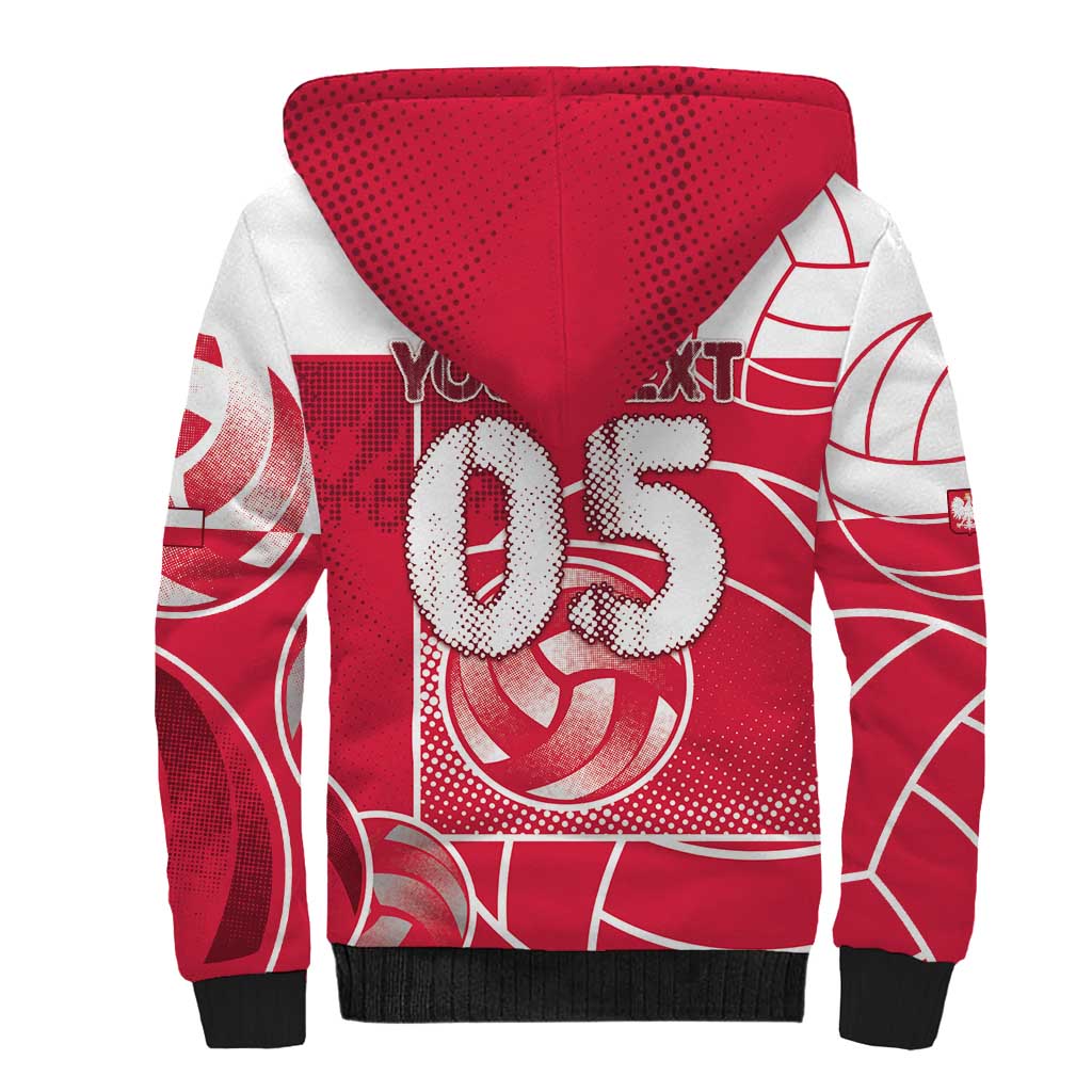 Custom Poland Volleyball Sherpa Hoodie Halftone Dot Style
