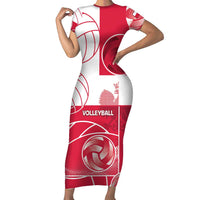 Custom Poland Volleyball Short Sleeve Bodycon Dress Halftone Dot Style