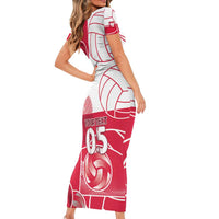 Custom Poland Volleyball Short Sleeve Bodycon Dress Halftone Dot Style