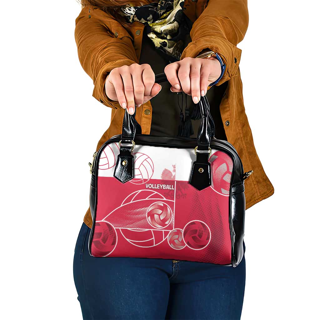 Poland Volleyball Shoulder Handbag Halftone Dot Style