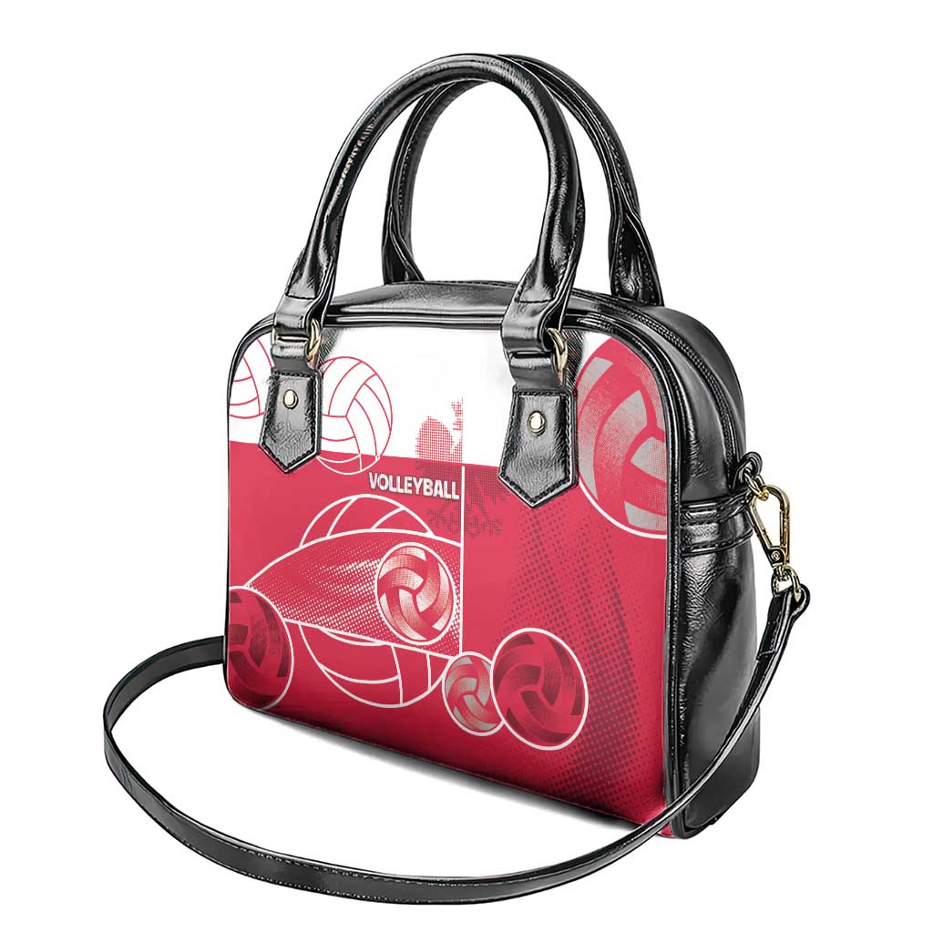 Poland Volleyball Shoulder Handbag Halftone Dot Style