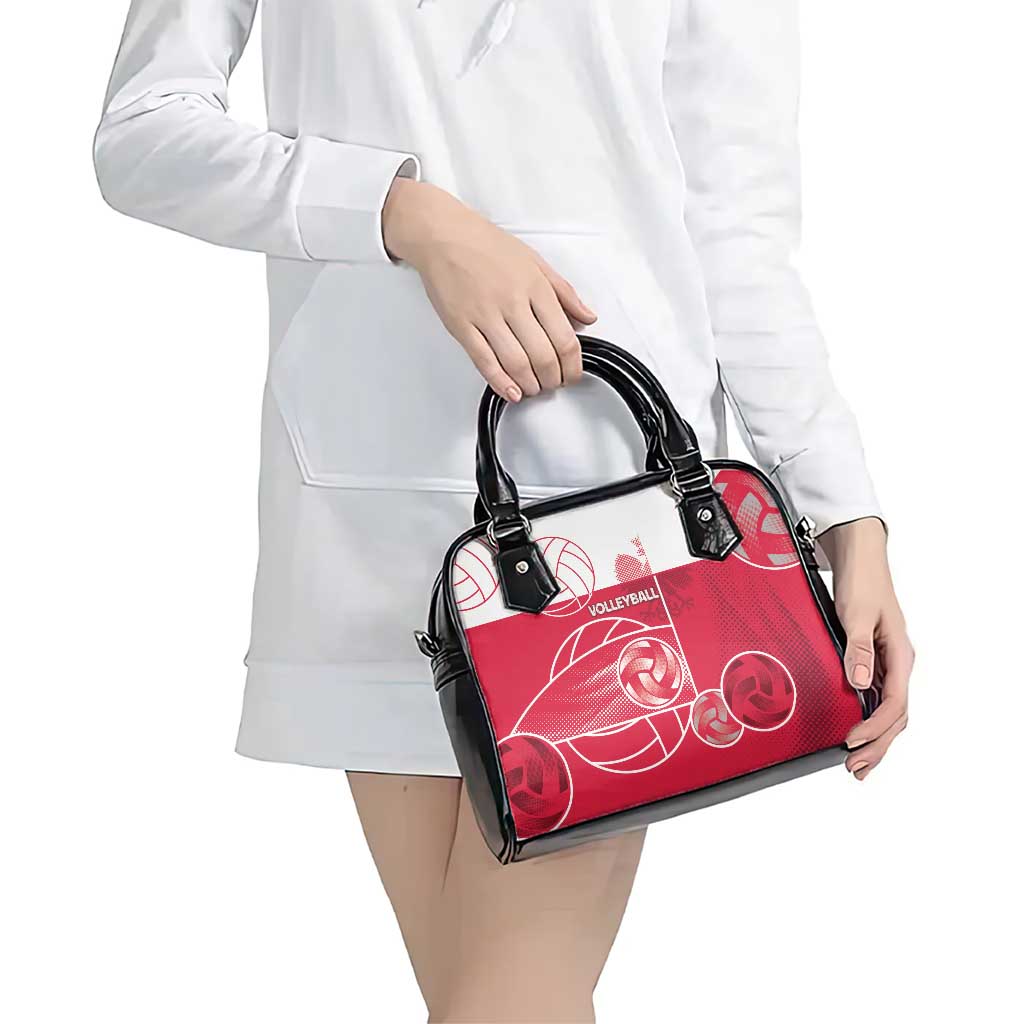 Poland Volleyball Shoulder Handbag Halftone Dot Style