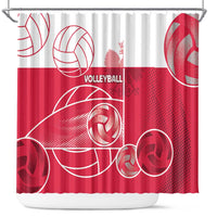 Poland Volleyball Shower Curtain Halftone Dot Style
