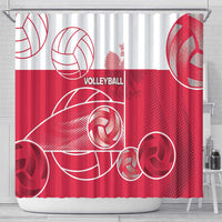 Poland Volleyball Shower Curtain Halftone Dot Style