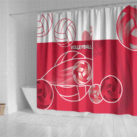 Poland Volleyball Shower Curtain Halftone Dot Style