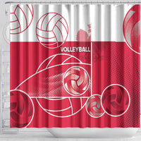 Poland Volleyball Shower Curtain Halftone Dot Style