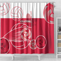 Poland Volleyball Shower Curtain Halftone Dot Style