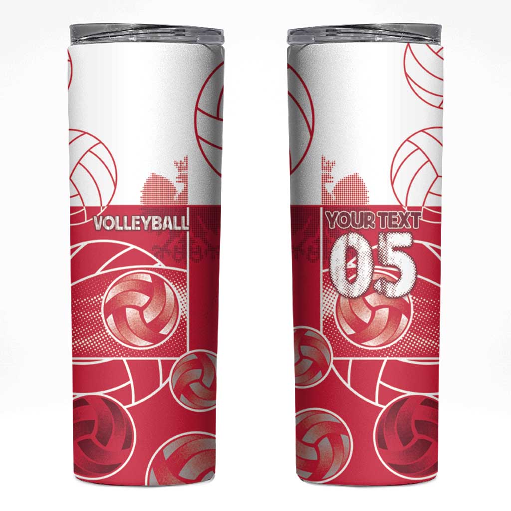 Custom Poland Volleyball Skinny Tumbler Halftone Dot Style