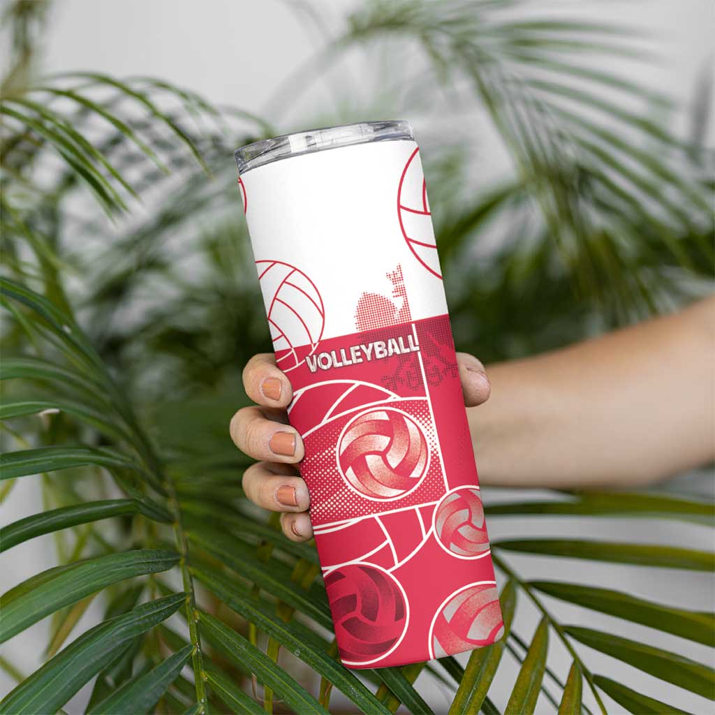 Custom Poland Volleyball Skinny Tumbler Halftone Dot Style