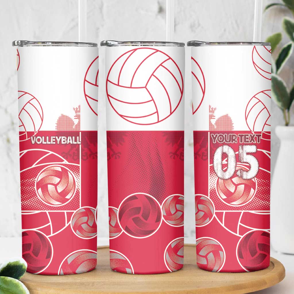 Custom Poland Volleyball Skinny Tumbler Halftone Dot Style