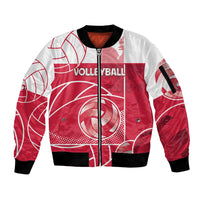 Custom Poland Volleyball Sleeve Zip Bomber Jacket Halftone Dot Style
