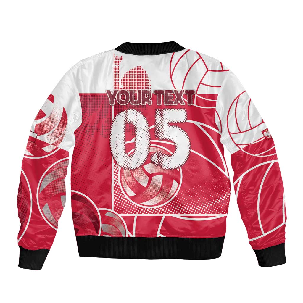 Custom Poland Volleyball Sleeve Zip Bomber Jacket Halftone Dot Style