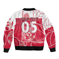 Custom Poland Volleyball Sleeve Zip Bomber Jacket Halftone Dot Style
