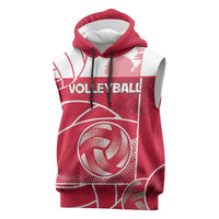 Custom Poland Volleyball Sleeveless Hoodie Halftone Dot Style