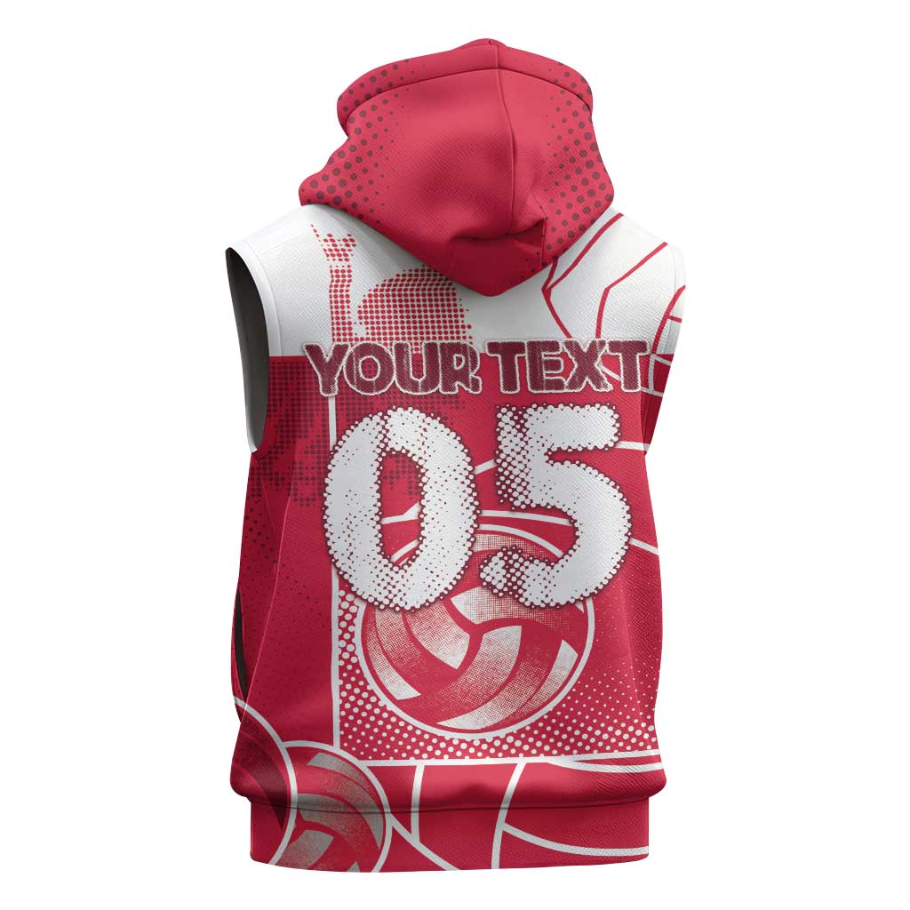 Custom Poland Volleyball Sleeveless Hoodie Halftone Dot Style
