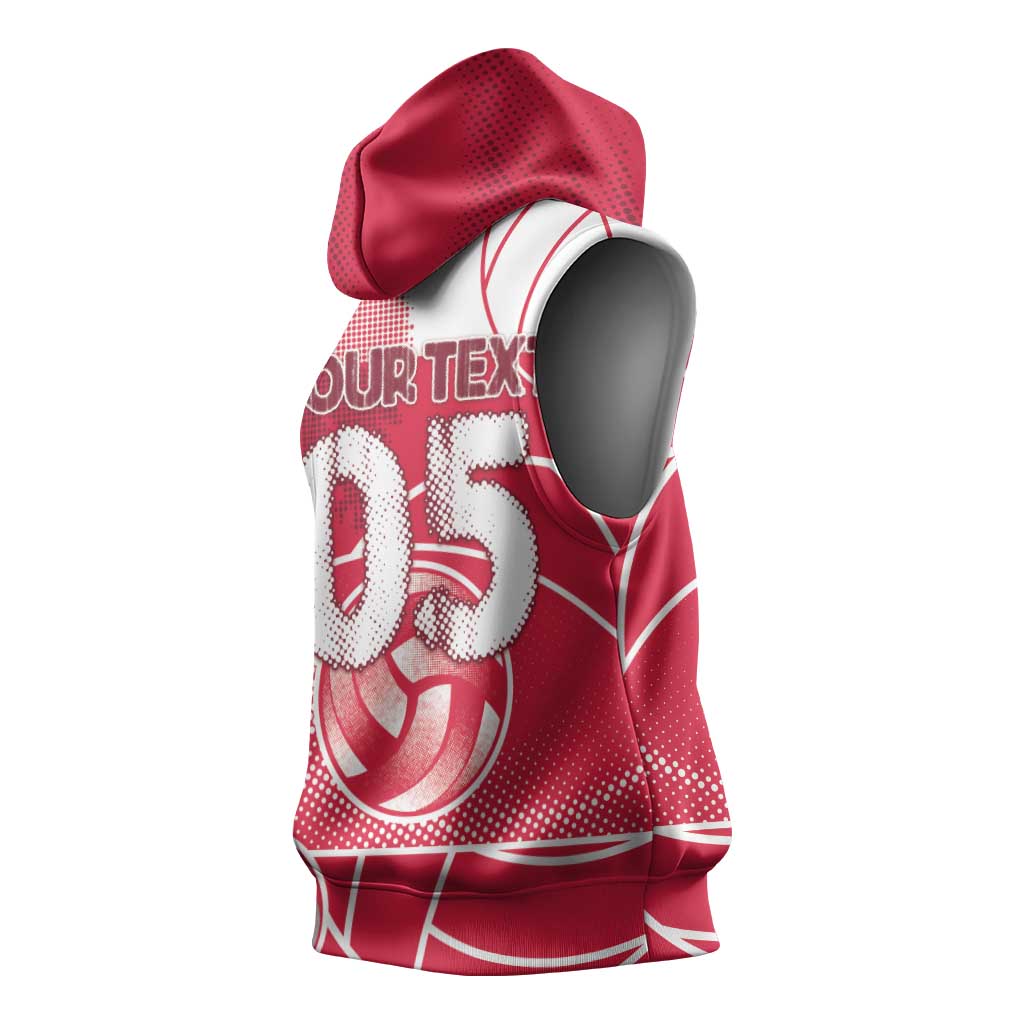 Custom Poland Volleyball Sleeveless Hoodie Halftone Dot Style