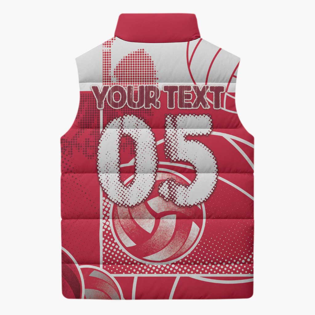 Custom Poland Volleyball Sleeveless Puffer Jacket Halftone Dot Style